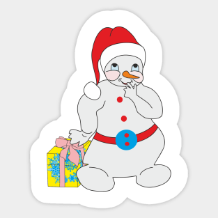 The snowman with a gift Sticker